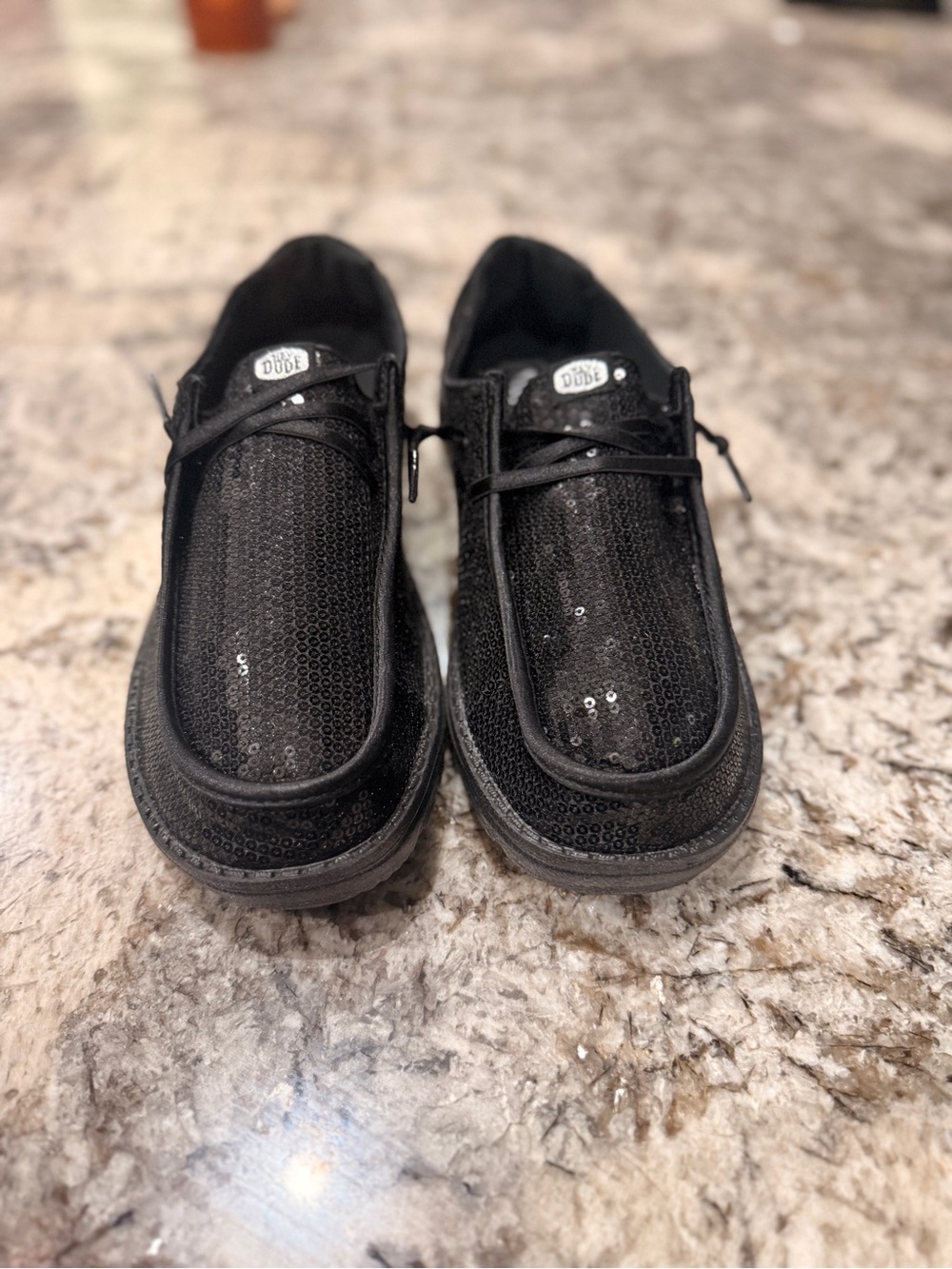 Hey Dude Women’s Black Sequined Slip-On Loafers